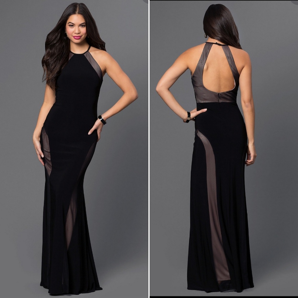 Nightway Formal Black and Nude Gown